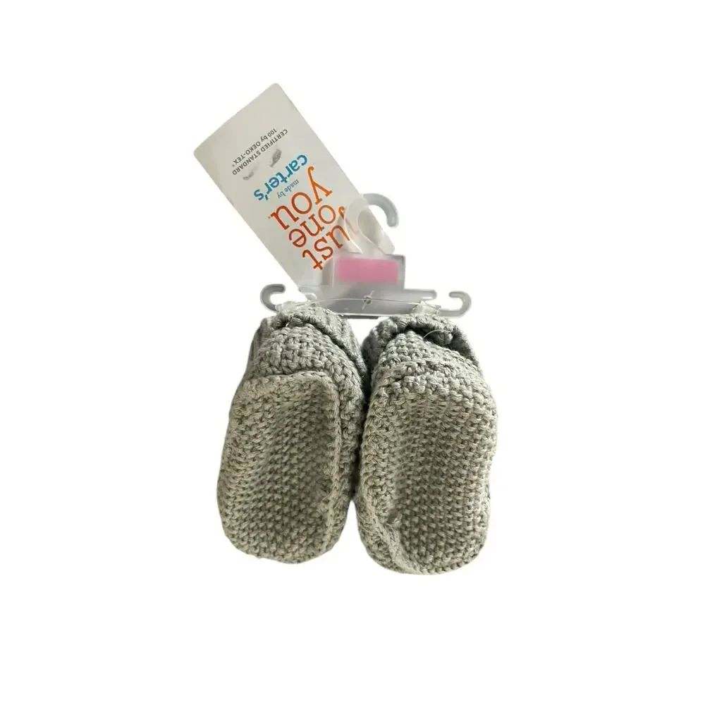 New NWT Carter's Just One You Baby Gray Knitted Bear Slippers Booties Newborn